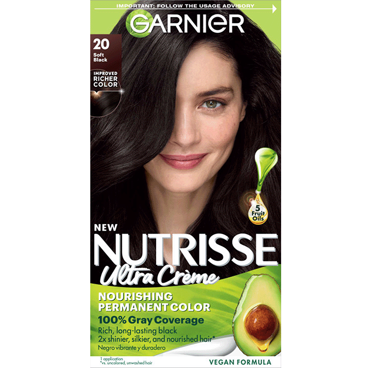 Soft Black Hair Color Nutrisse Ultra creme Nourishing permanent color Gray Coverage - Garnier