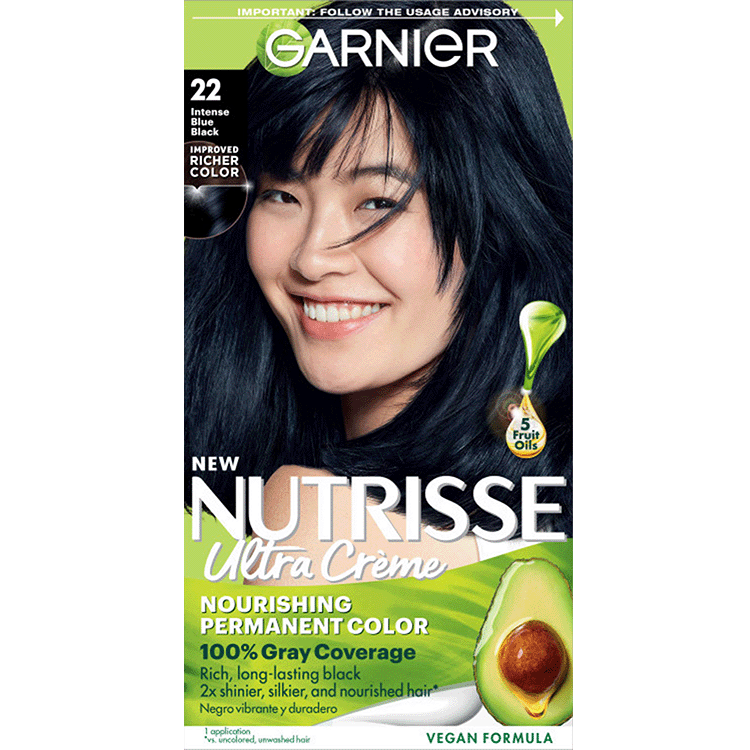 Blue Black Hair Color Nutrisse Ultra creme Nourishing permanent color Gray Coverage - Garnier