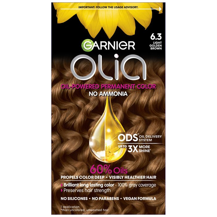 Olia Ammonia-Free Permanent Hair Color Light Golden Brown Garnier