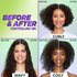 Before and after comparison of curly, wavy, and coily hair using controlling gel.