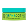 A front visual of the product packaging of the Garnier Fructis Pure Clean Finishing Paste. Get up to 24 hours of definition with the Pure Clean Finishing Paste, infused with aloe extract.