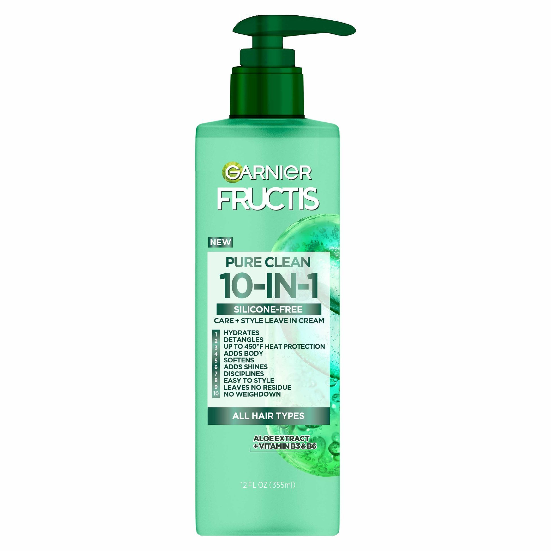 Garnier Fructis Pure Moisture 10-in-1 Leave-In Spray For Dry Hair & Scalp,  Hydrating Hair Treatment, With Hyaluronic Acid and Cucumber Water - 239ml,  10 immediate hair benefits 