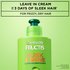 Close-up of a regular sized bottle of Garnier Fructis Sleek & Shine Leave-In Conditioner, with text that claims "Up to 3 days of sleek hair with system of Sleek & Shine Shampoo, Conditioner and Leave-in Cream. For frizzy, dry hair".