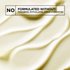 Creamy textured background with smooth, wavy lines. Above, text claiming "FORMULATED WITHOUT: parabens, phthalates, DMDM Hydantoin.".