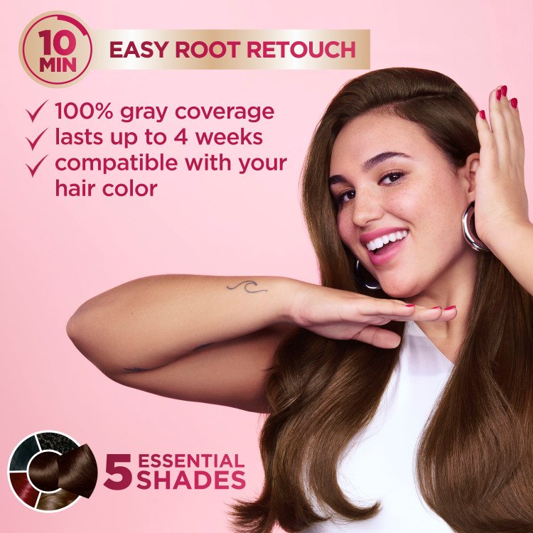 10 minute easy root retouch – 100% gray coverage, lasts up to 4 weeks, compatible with your hair color