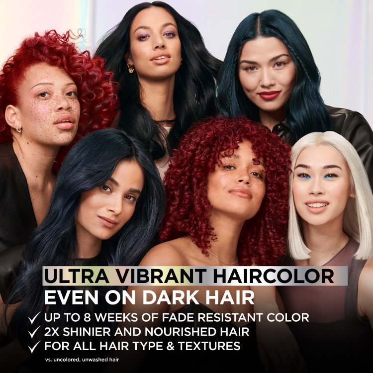 Ultra vibrant hair color, even on dark hair