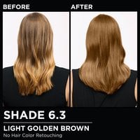 Model demonstrating the Olia hair color transformation.