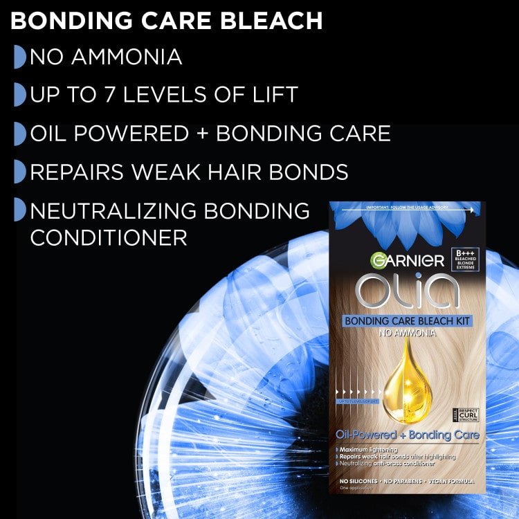 Bonding care bleach contains no ammonia and up to 7 levels of lift