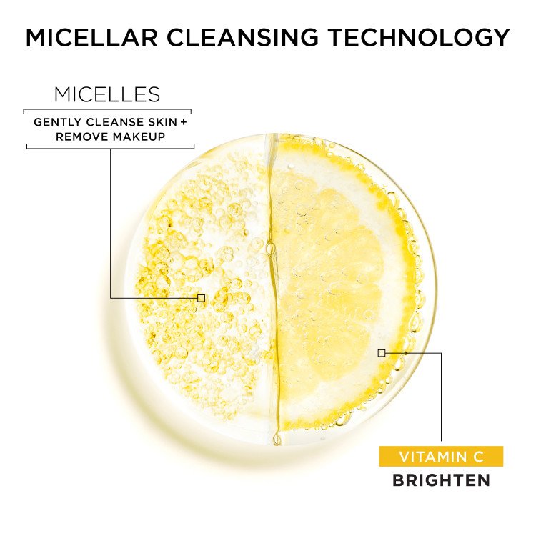 Featuring micellar cleansing technology and vitamin C to brighten