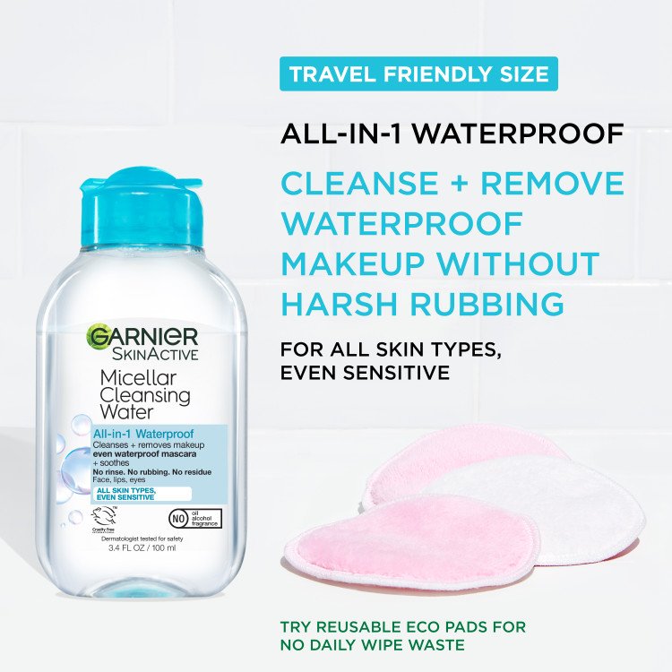 Travel friendly size – cleanse and remove waterproof makeup without harsh rubbing